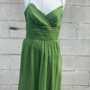 Elegantly chic emerald green 100 % silk strap dress Laundry by Shelli Segal
